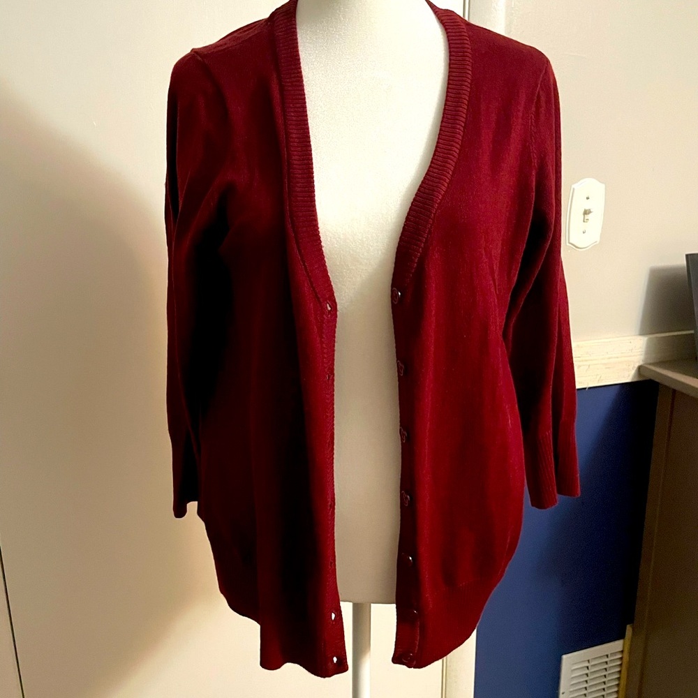 ModCloth NWOT maroon burgandy 3/4 length cardigan sz XL